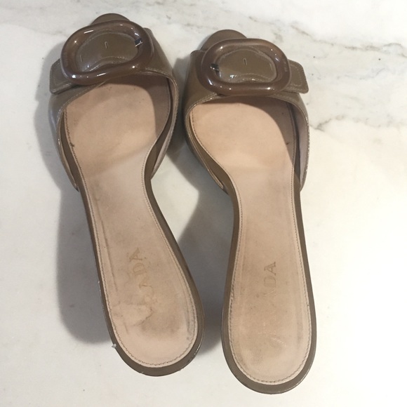 Prada Italy open toe sandal heels slip on shoes 41 - Picture 6 of 12